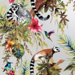 Holden Decor Lemur Animal Rainforest Silver Wallpaper 12401