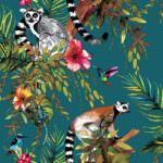 Holden Decor Lemur Animal Rainforest Teal Wallpaper 12402