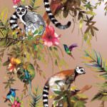 Holden Decor Lemur Animal Rainforest Rose Gold Wallpaper 12404
