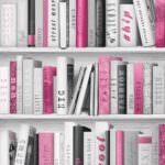 Muriva Fashion Library Bookshelf Pink Wallpaper 139501