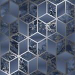 Muriva Elixir Cube Marble Blue & Silver Wallpaper 166512