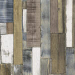 Rasch Wood Panel Natural & Blue Wallpaper 2037-07