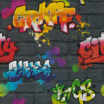 Rasch Graffiti Brick Multicoloured Kids Wallpaper 237801