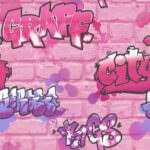 Rasch Graffiti Brick Pink Wallpaper 2729-18