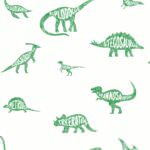 Holden Decor Dino Dictionary Green Wallpaper 90902
