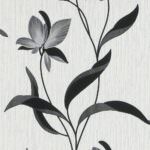 Erismann Floral Leaf Glitter Black Wallpaper 9730-15