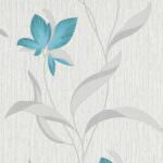 Erismann Floral Leaf Glitter Black & Teal Wallpaper 9730-18
