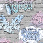 Muriva Graffiti Brick Pattern Grey Wallpaper L17906