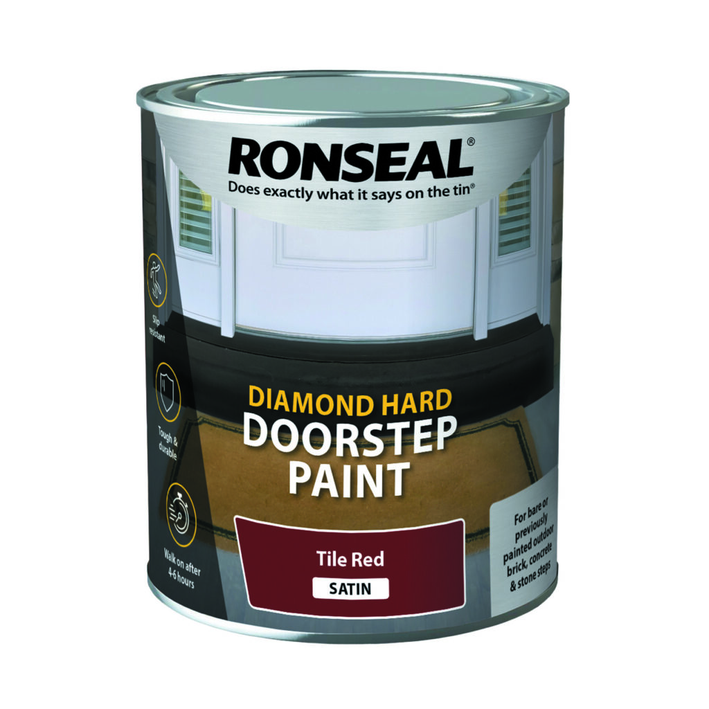 Ronseal Diamond Hard Doorstep Paint Hard Wearing Tile Red 750ml Intu